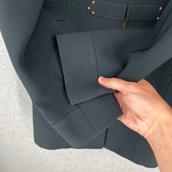 Tahari Womens Long Military Style Overcoat Size 4 Black Dark Blue Classic Chic - Picture 5 of 13